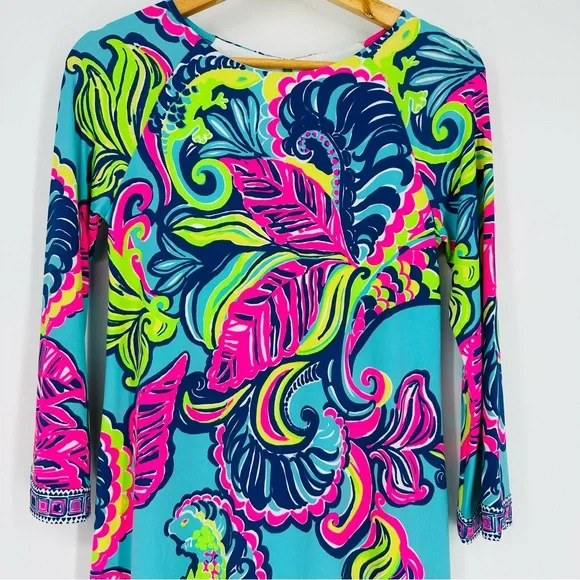 Lilly Pulitzer Bellavista Swing Dress in Sea Blue Private Island Engineered XS - Picture 5 of 10